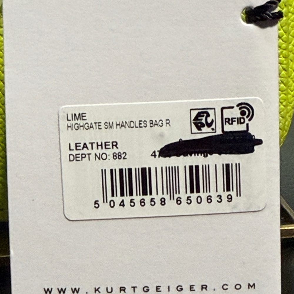 Kurt Geiger London Highgate Lime Mini Satchel NWT with dust bag and crossbody - Picture 7 of 7